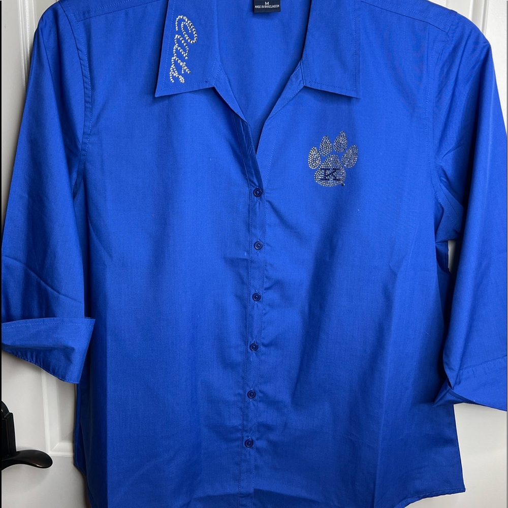 University of Kentucky Blouse with Bling Paw Print Size Medium